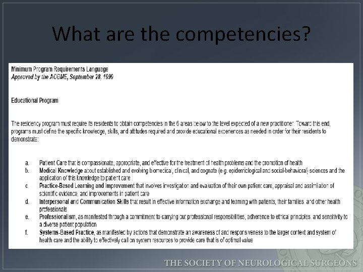 What are the competencies? 