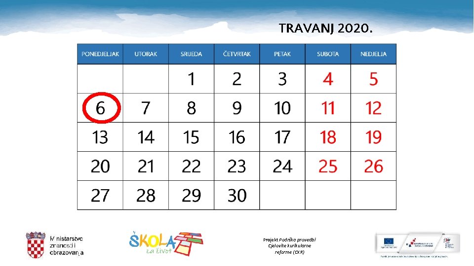 TRAVANJ 2020. Projekt Podrška provedbi Cjelovite kurikularne reforme (CKR) 