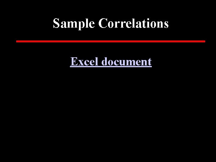 Sample Correlations Excel document 