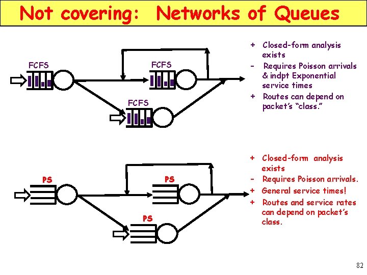 Not covering: Networks of Queues + Closed-form analysis FCFS exists - Requires Poisson arrivals