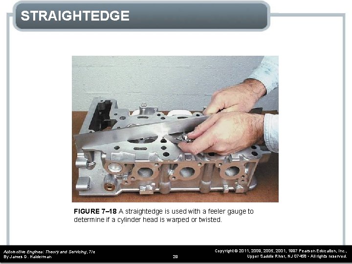 STRAIGHTEDGE FIGURE 7– 18 A straightedge is used with a feeler gauge to determine