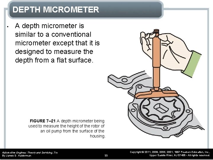 DEPTH MICROMETER • A depth micrometer is similar to a conventional micrometer except that