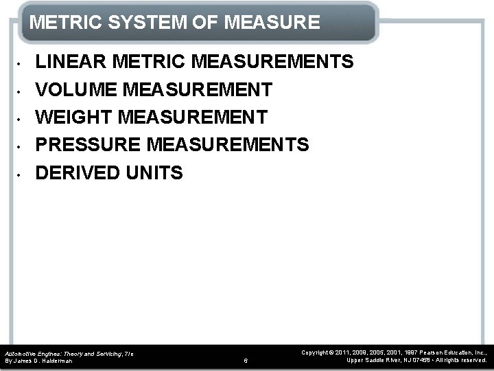 METRIC SYSTEM OF MEASURE • • • LINEAR METRIC MEASUREMENTS VOLUME MEASUREMENT WEIGHT MEASUREMENT
