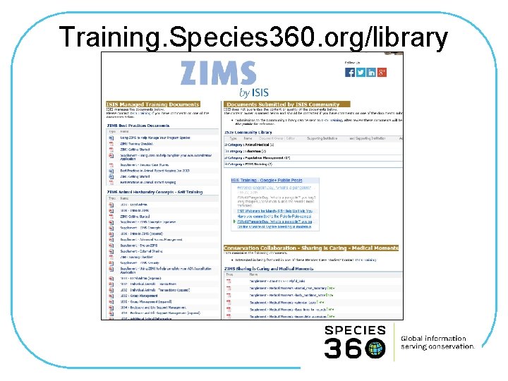 Training. Species 360. org/library 