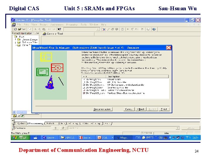 Digital CAS Unit 5 : SRAMs and FPGAs Department of Communication Engineering, NCTU Sau-Hsuan