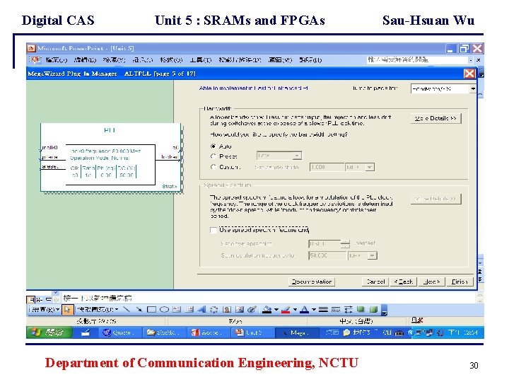 Digital CAS Unit 5 : SRAMs and FPGAs Department of Communication Engineering, NCTU Sau-Hsuan