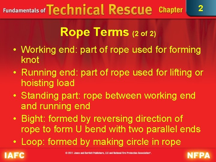 2 Rope Terms (2 of 2) • Working end: part of rope used forming 2 Rope Terms (2 of 2) • Working end: part of rope used forming