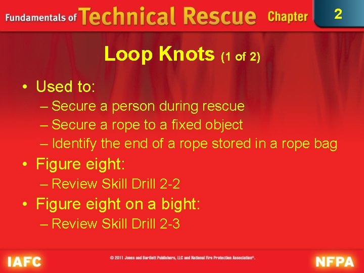 2 Loop Knots (1 of 2) • Used to: – Secure a person during 2 Loop Knots (1 of 2) • Used to: – Secure a person during