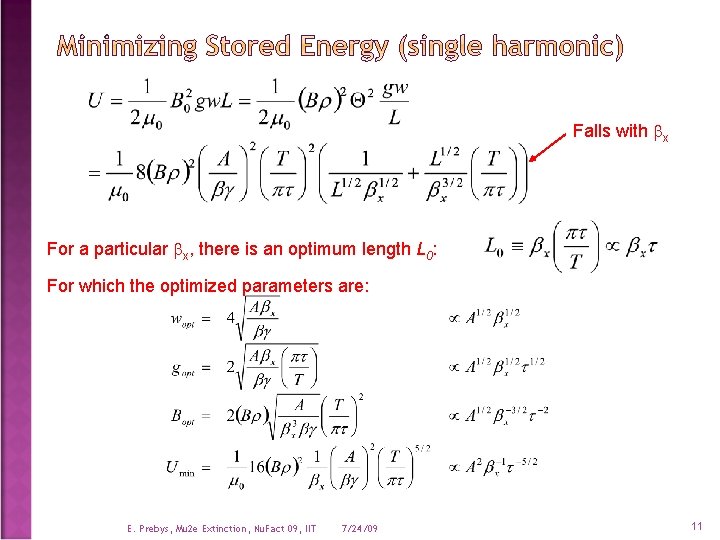 Falls with bx For a particular bx, there is an optimum length L 0: