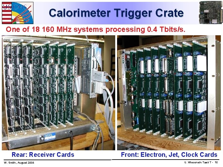 Calorimeter Trigger Crate One of 18 160 MHz systems processing 0. 4 Tbits/s. Rear: