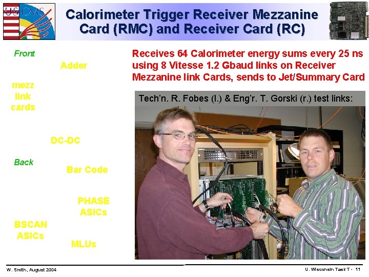 Calorimeter Trigger Receiver Mezzanine Card (RMC) and Receiver Card (RC) Front Adder mezz link