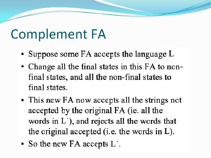 Complement FA Complement FA
