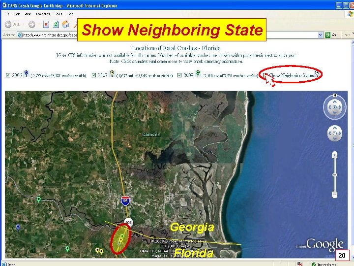 Show Neighboring State Georgia National Center for Statistics Florida & Analysis 20 20 