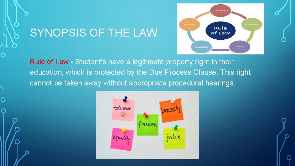 SYNOPSIS OF THE LAW Rule of Law - Student’s have a legitimate property right