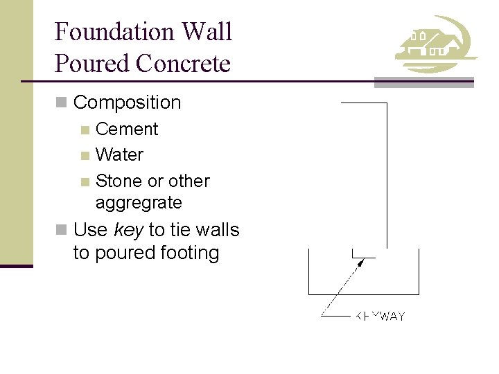 Foundation Wall Poured Concrete n Composition n Cement n Water n Stone or other