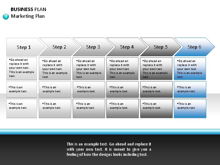 BUSINESS PLAN Marketing Plan Step 2 Step 3 Step 4 Step 5 Step 6