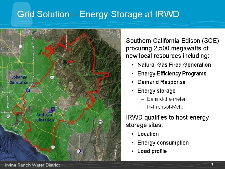 Grid Solution – Energy Storage at IRWD Southern California Edison (SCE) procuring 2, 500