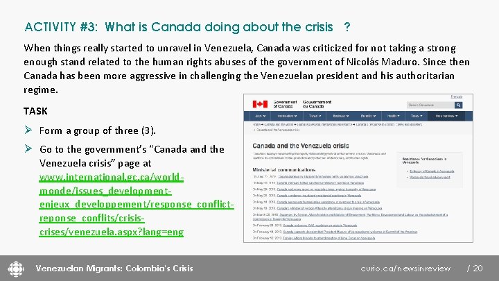 ACTIVITY #3: What is Canada doing about the crisis ? When things really started