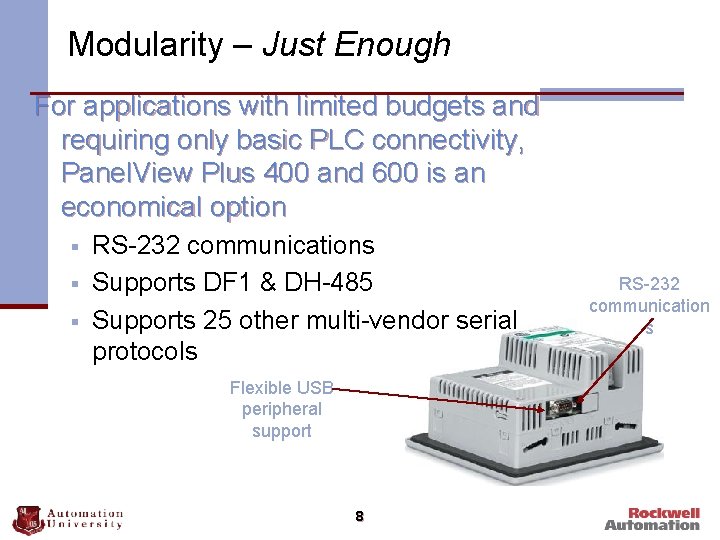 Modularity – Just Enough For applications with limited budgets and requiring only basic PLC