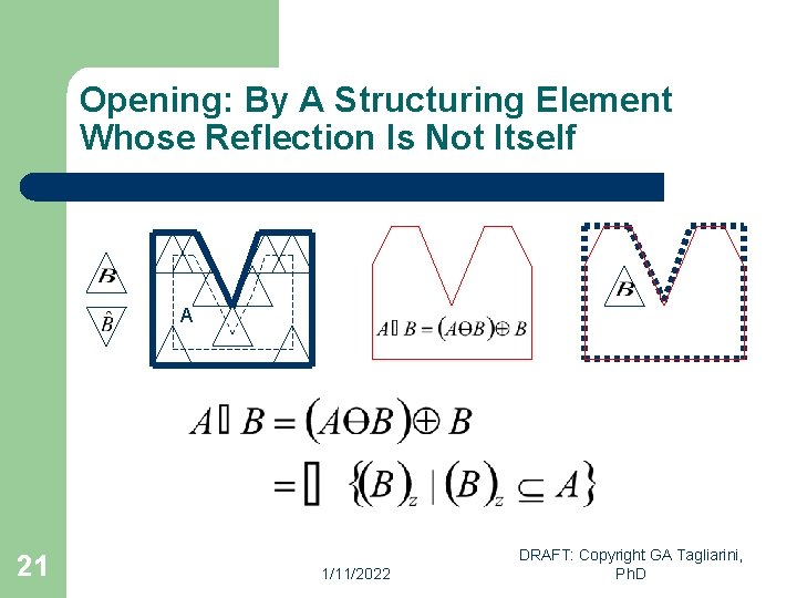 Opening: By A Structuring Element Whose Reflection Is Not Itself A 21 1/11/2022 DRAFT: