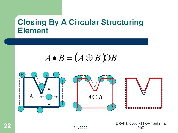 Closing By A Circular Structuring Element B A 22 1/11/2022 DRAFT: Copyright GA Tagliarini,