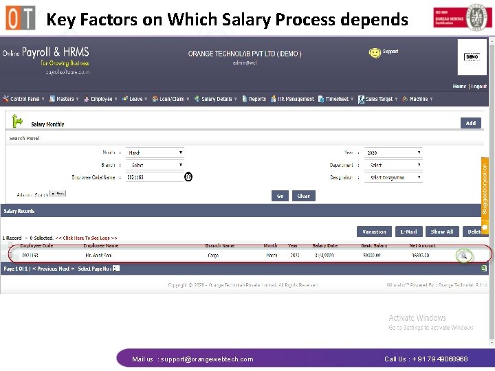 Key Factors on Which Salary Process depends Mail us : support@orangewebtech. com Call Us