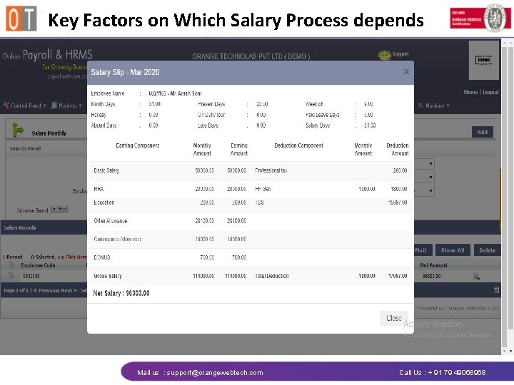 Key Factors on Which Salary Process depends Mail us : support@orangewebtech. com Call Us