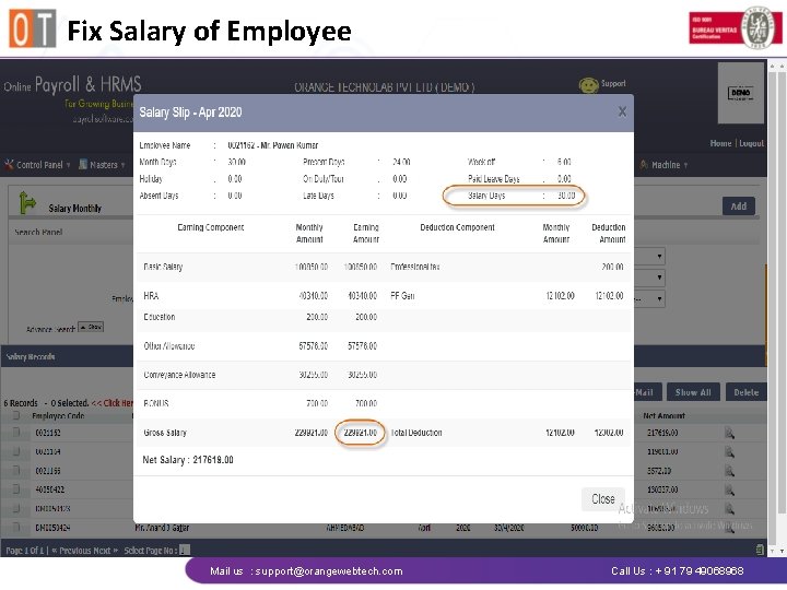 Fix Salary of Employee Mail us : support@orangewebtech. com Call Us : + 91