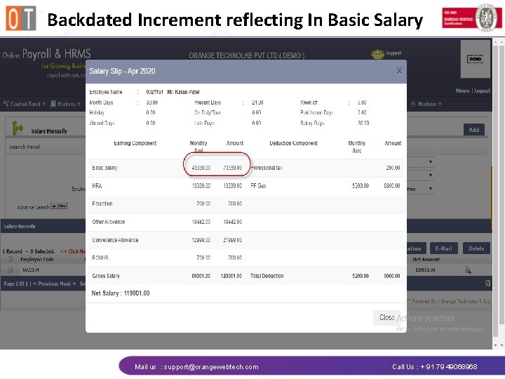 Backdated Increment reflecting In Basic Salary Mail us : support@orangewebtech. com Call Us :
