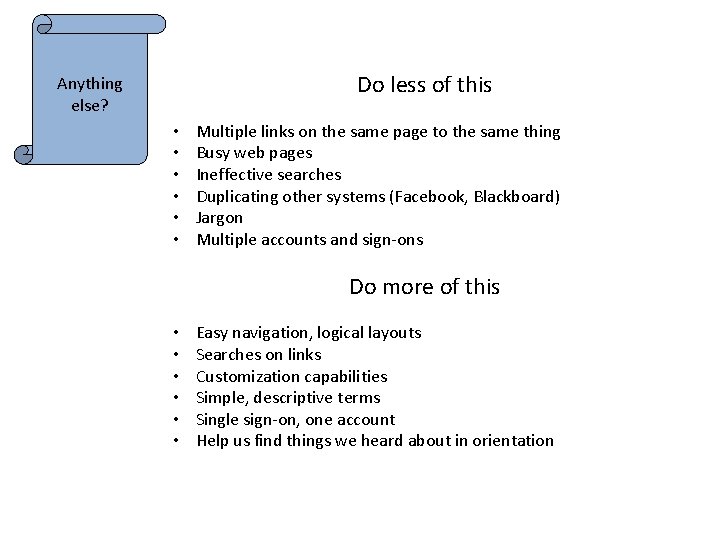 Do less of this Anything else? • • • Multiple links on the same