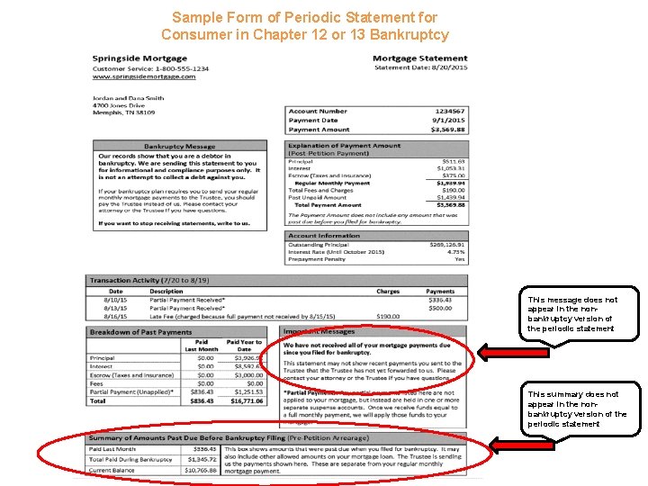 Sample Form of Periodic Statement for Consumer in Chapter 12 or 13 Bankruptcy This