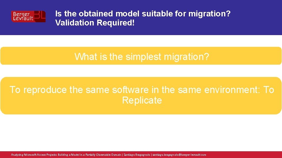 Is the obtained model suitable for migration? Validation Required! What is the simplest migration?