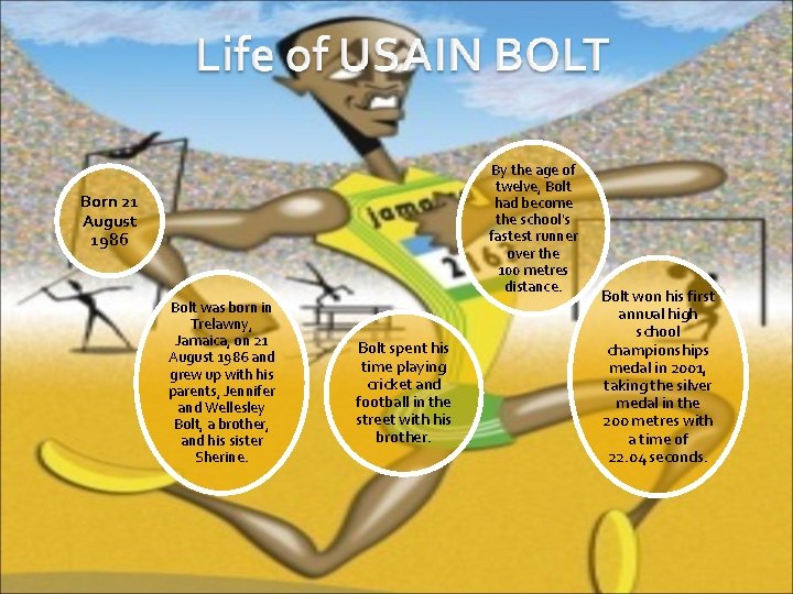 By the age of twelve, Bolt had become the school's fastest runner over the