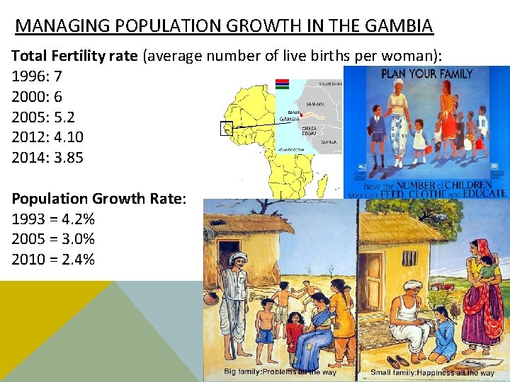 MANAGING POPULATION GROWTH IN THE GAMBIA Total Fertility rate (average number of live births