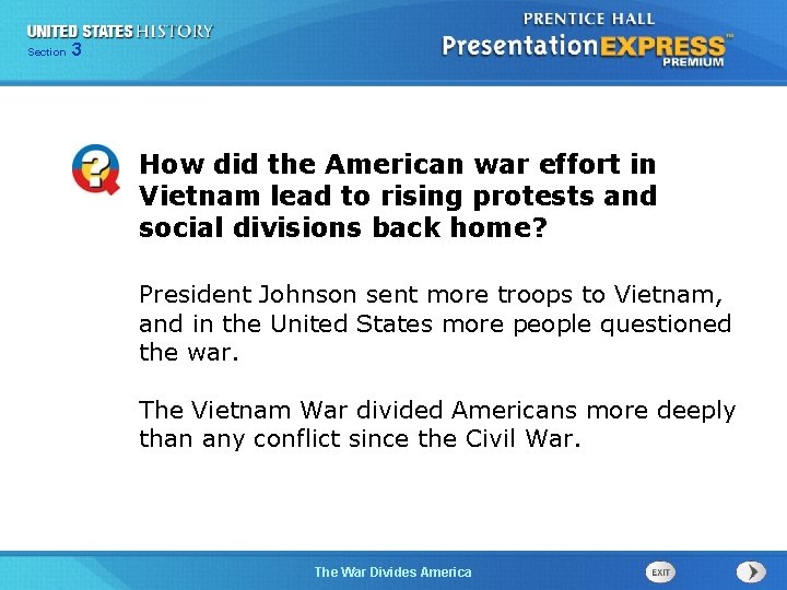 Chapter Section 3 25 Section 1 How did the American war effort in Vietnam