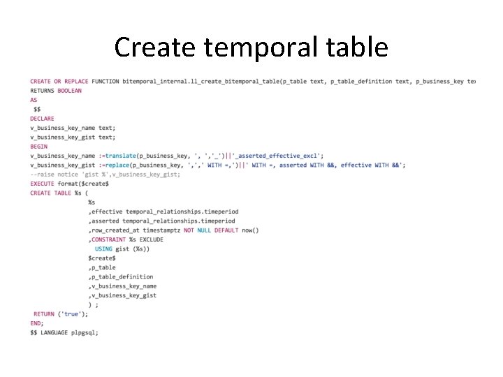 Create temporal table 