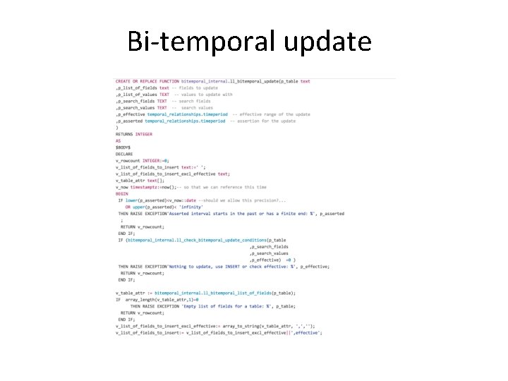 Bi-temporal update 