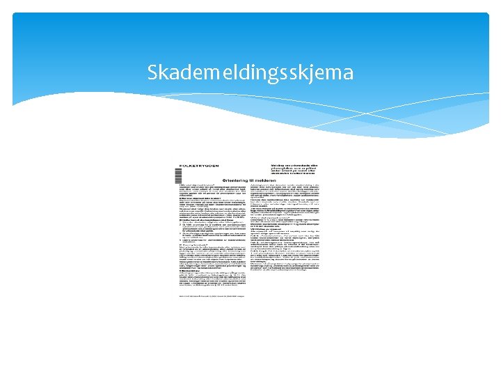 Skademeldingsskjema Skademeldingsskjema