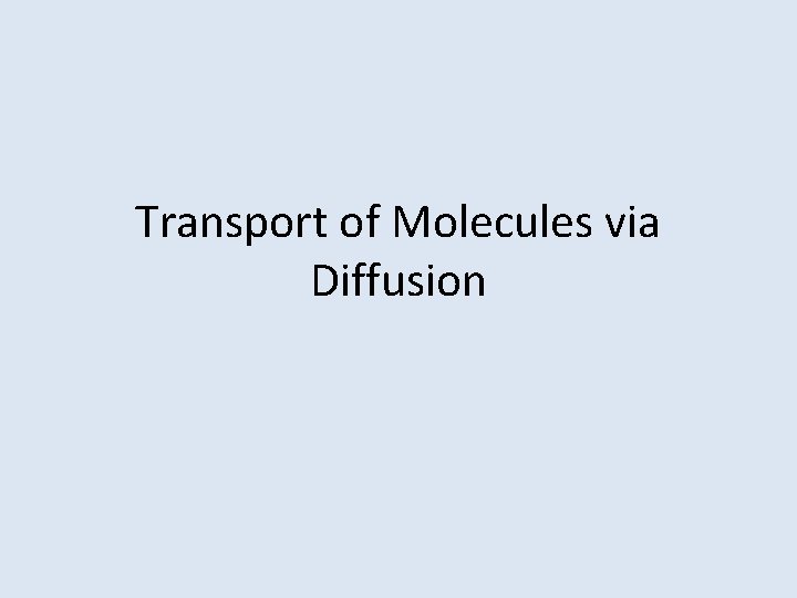 Transport of Molecules via Diffusion 