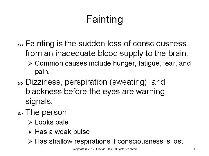 Fainting is the sudden loss of consciousness from an inadequate blood supply to the