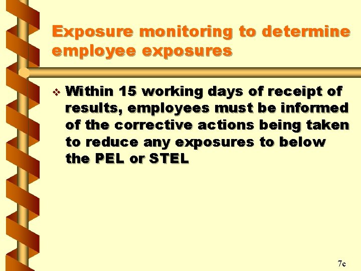Exposure monitoring to determine employee exposures v Within 15 working days of receipt of