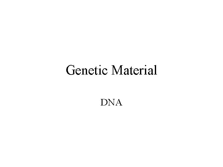 Genetic Material DNA 