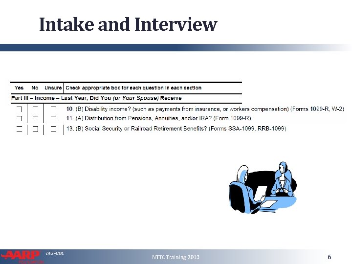 Intake and Interview TAX-AIDE NTTC Training 2013 6 