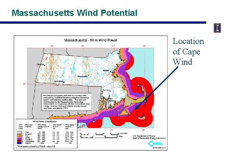 Massachusetts Wind Potential Location of Cape Wind 