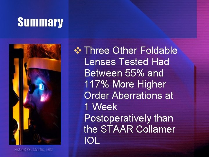 Summary v Three Other Foldable Lenses Tested Had Between 55% and 117% More Higher