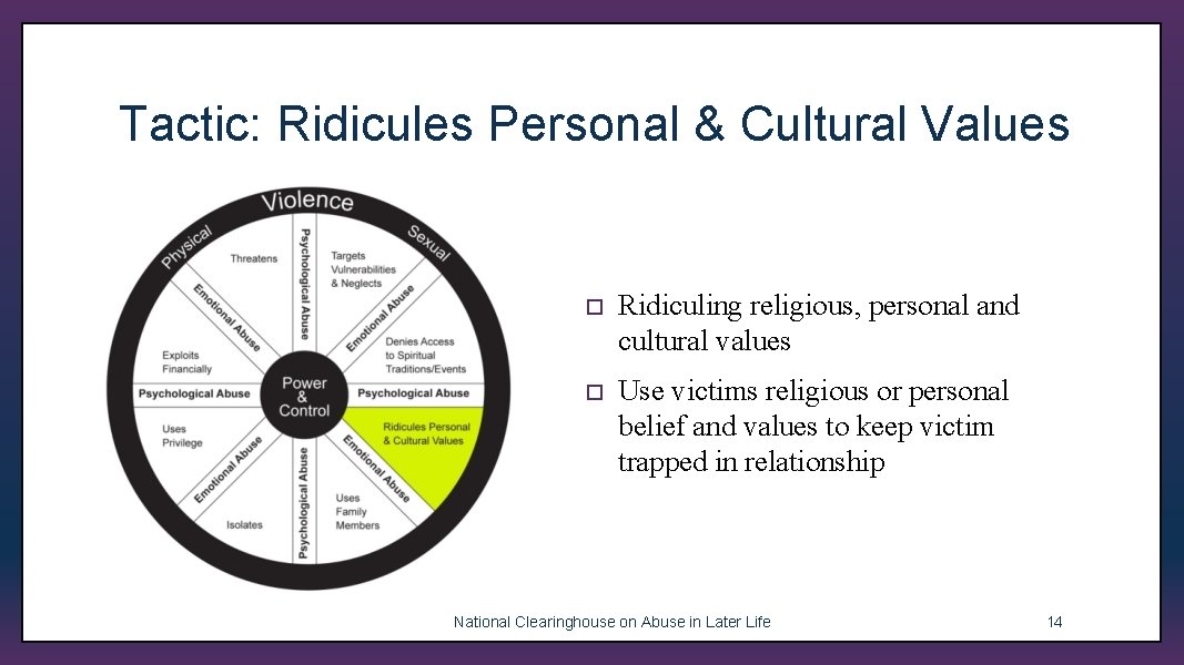 Tactic: Ridicules Personal & Cultural Values ¨ Ridiculing religious, personal and cultural values ¨