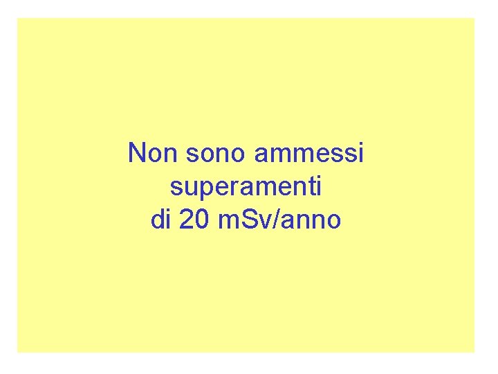 Non sono ammessi superamenti di 20 m. Sv/anno 