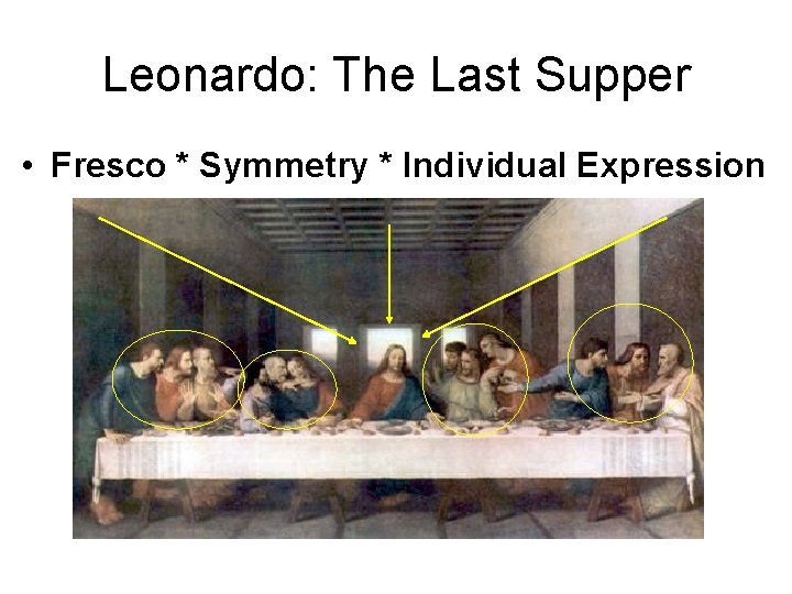 Leonardo: The Last Supper • Fresco * Symmetry * Individual Expression 