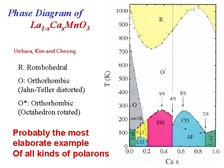 Phase Diagram of La 1 -x. Cax. Mn. O 3 Uehara, Kim and Cheong