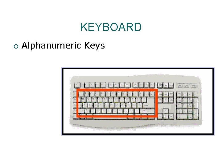 KEYBOARD ¡ Alphanumeric Keys 